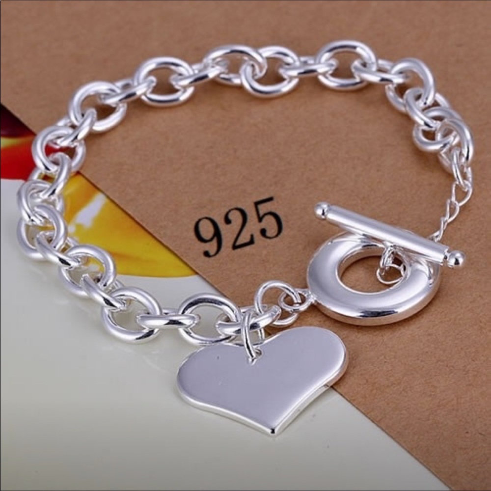 VALENTINE’S DAY GIFT Silver 8” link chain bracelet
